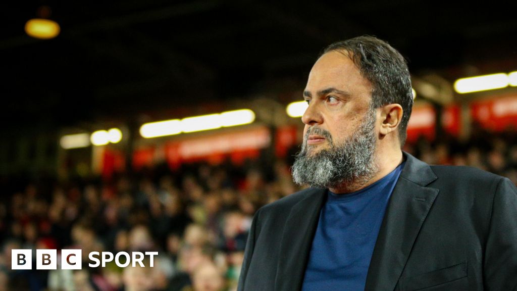 Nottingham Forest owner Evangelos Marinakis watches his club in action at the City Ground