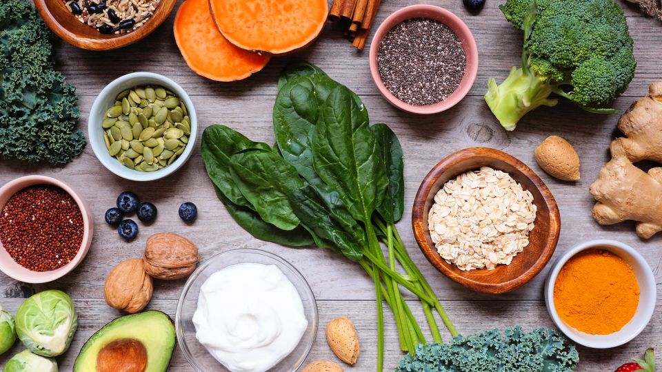 Leafy green vegetables, berries, whole grains, seeds, and a bit of fish and poultry are staples of the MIND diet. - jenifoto/iStockphoto/Getty Images