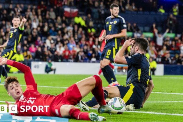 Scotland's Grant Hanley concedes a penalty against Poland