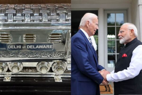 PM Narendra Modi Gifts Joe Biden A Silver Hand-Engraved Train Model, Jill Biden A Pashmina Shawl