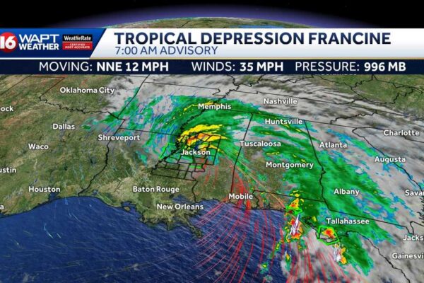 Storm weakens to depression in Mississippi