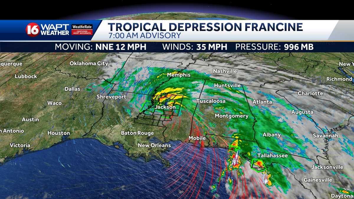 Storm weakens to depression in Mississippi