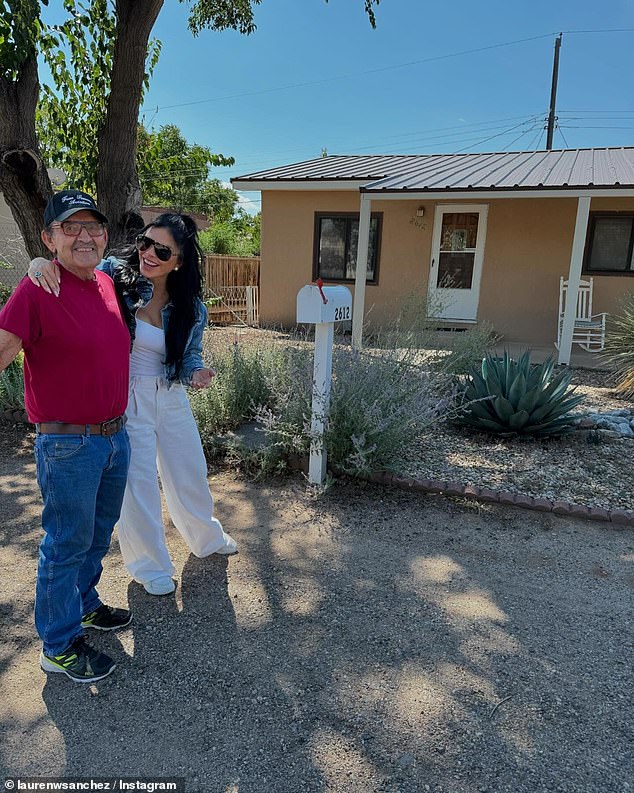 Lauren Sanchez, 54, recently returned to visit her humble family home in Albuquerque, New Mexico, and shared a snap with her father Ray Sanchez