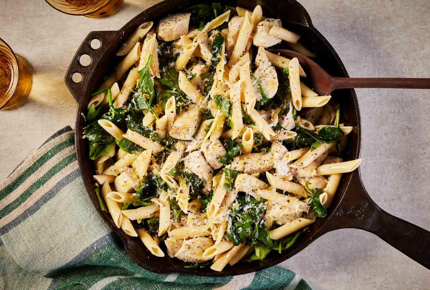 Chicken & Spinach Skillet Pasta with Lemon & Parmesan