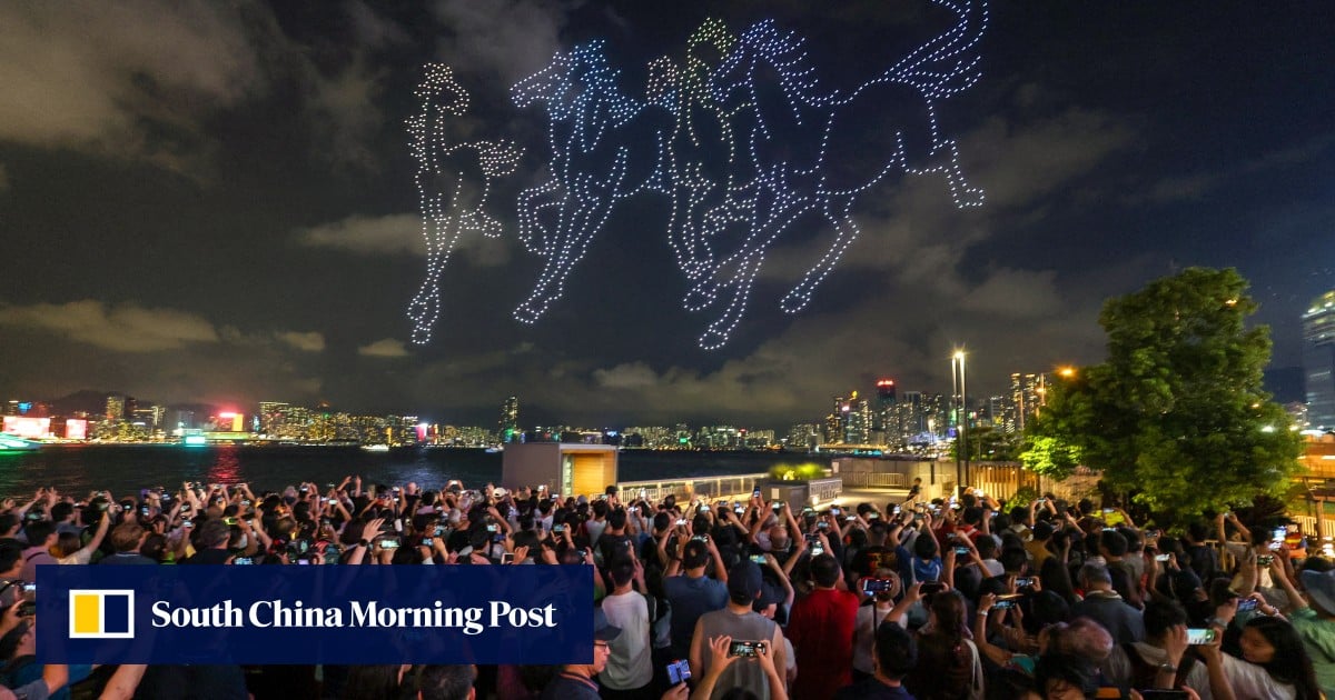 Crowds buzzing for National Day-themed drone show over Hong Kong’s Victoria Harbour