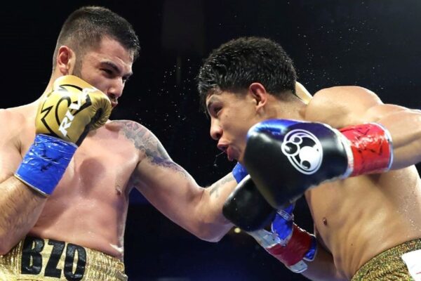 Jaime Munguia claimed a 10th-round knockout Friday evening over the previously unbeaten Erik Bazinyan [Picture: Mikey Williams/Top Rank]