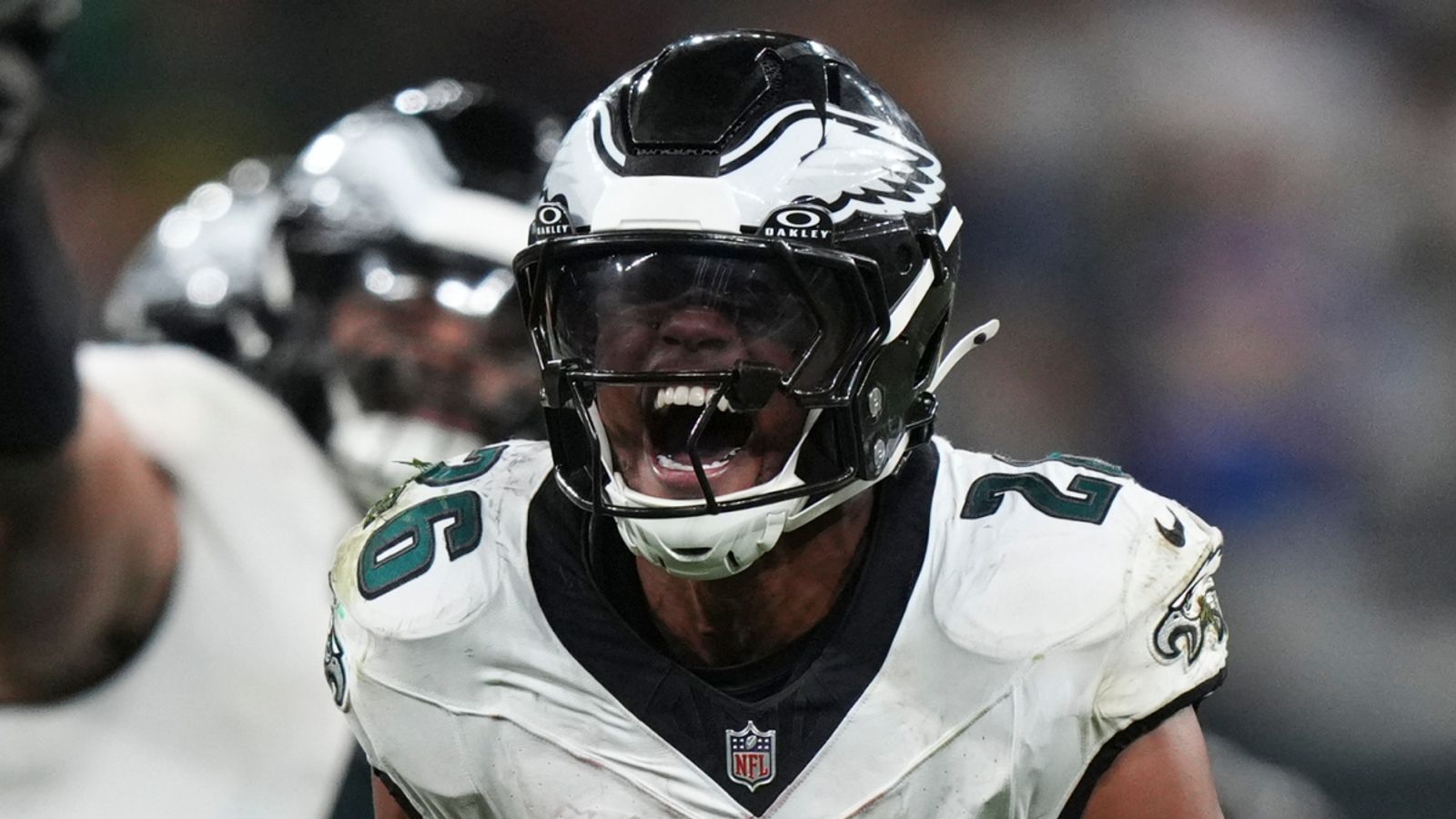 Philadelphia Eagles running back Saquon Barkley found the end zone three times in Brazil