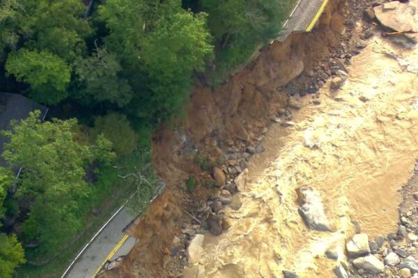 Aerials show damages in Chimney Rock following Helene