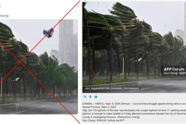 Image taken in China falsely linked to Typhoon Krathon hitting Taiwan -- with flying undies digitally added