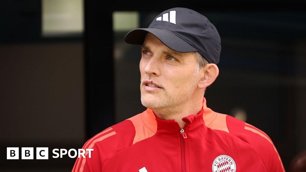 Thomas Tuchel wearing a Bayern Munich tracksuit top