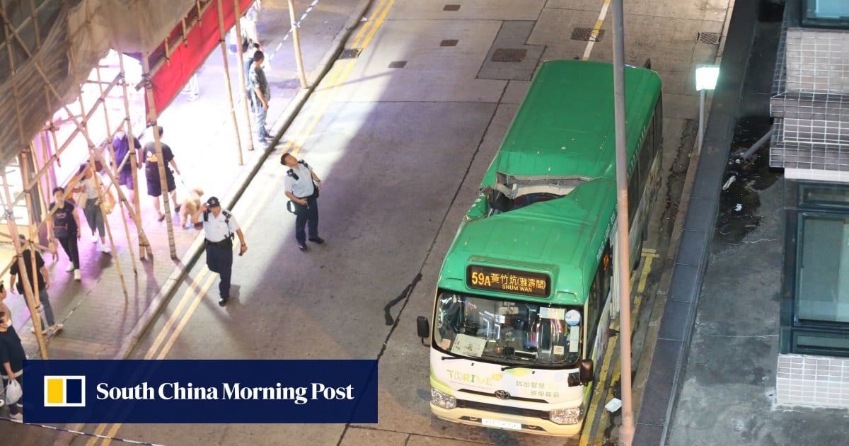 Woman dies after falling from Hong Kong building onto minibus roof, with passenger hurt