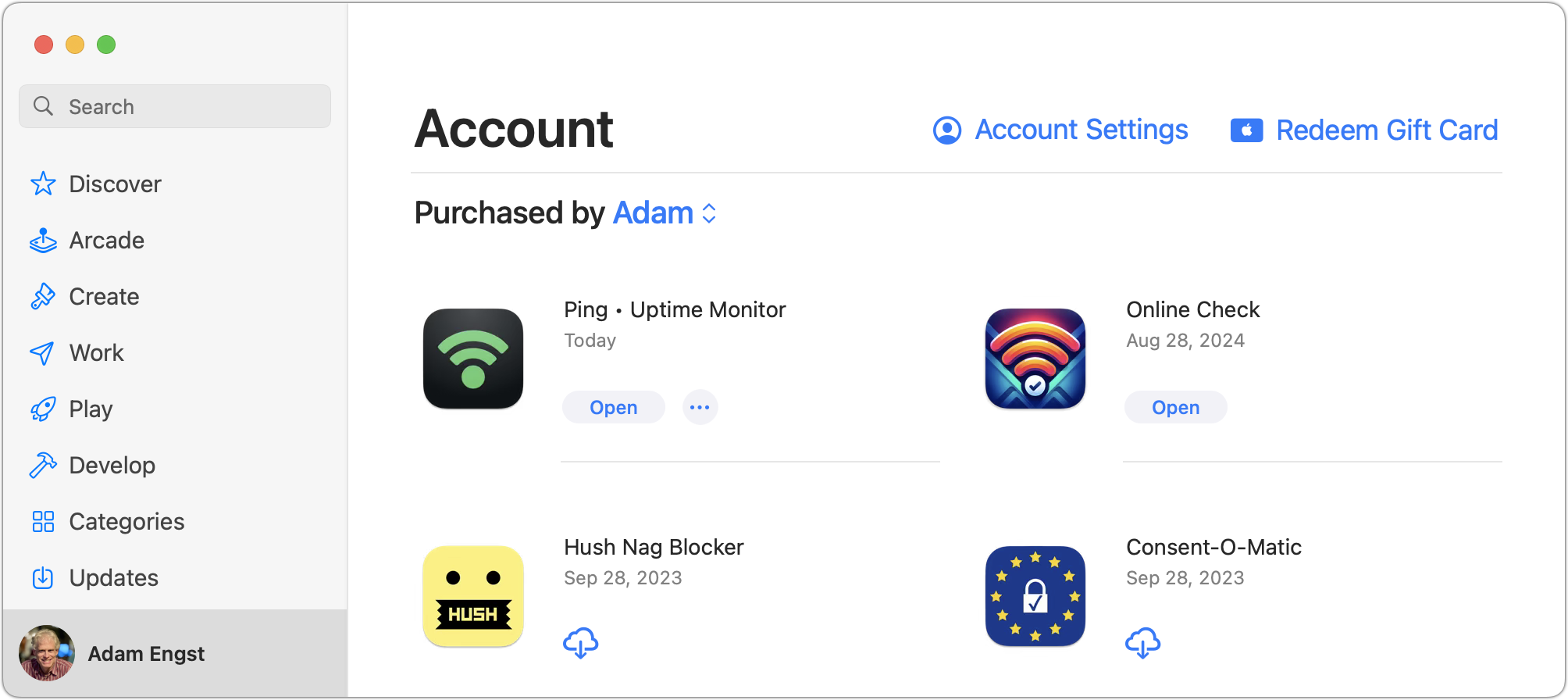 App Store purchased items