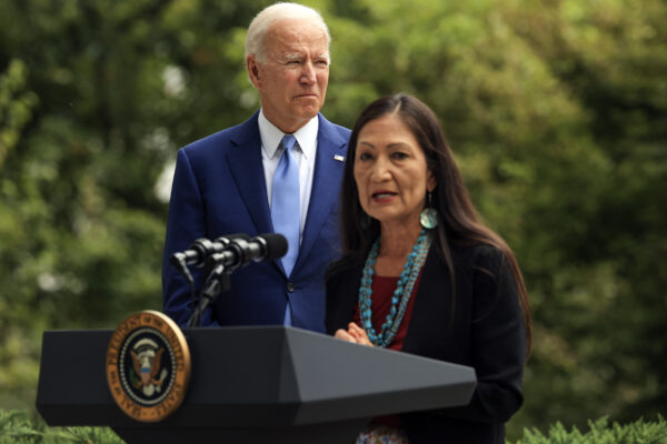 Deb Haaland seen with Joe Biden