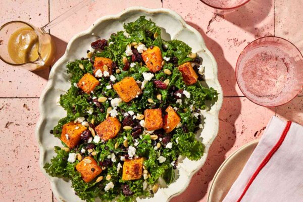 Roasted Squash & Lentil Kale Salad