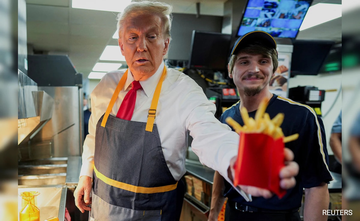Donald Trump Turns Chef At McDonald's, Says "Worked More Than Kamala Harris"