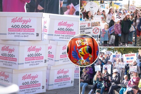 Kellogg's protesters demand cereal company remove artificial dyes and preservatives during Michigan rally