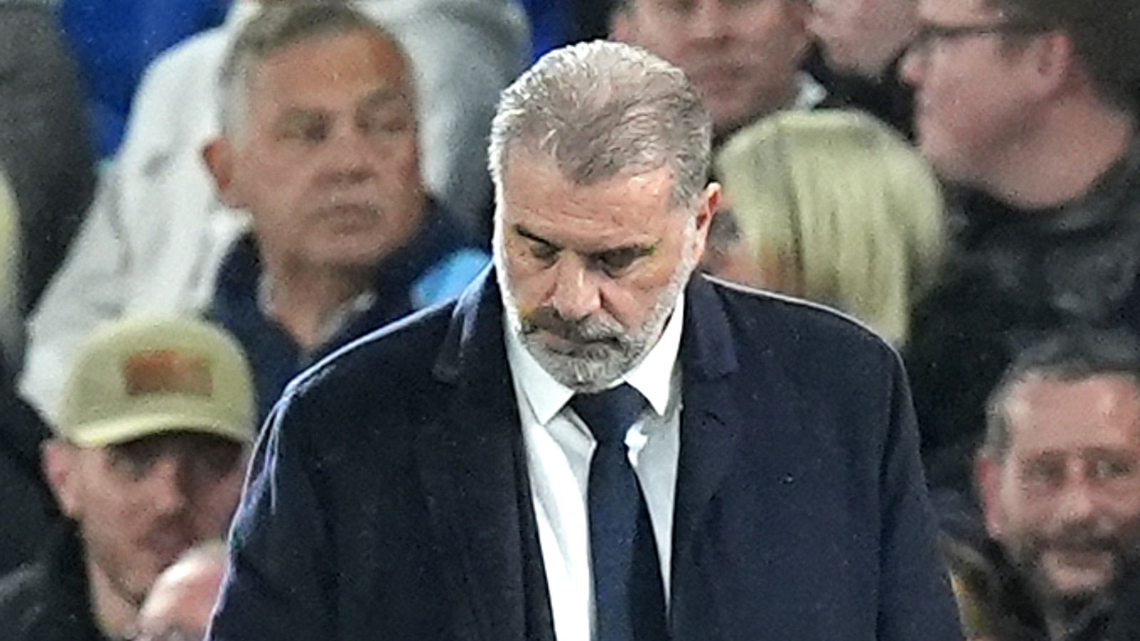 Tottenham Hotspur manager Ange Postecoglou during the Premier League match at the American Express Stadium, Brighton. Picture date: Sunday October 6, 2024.