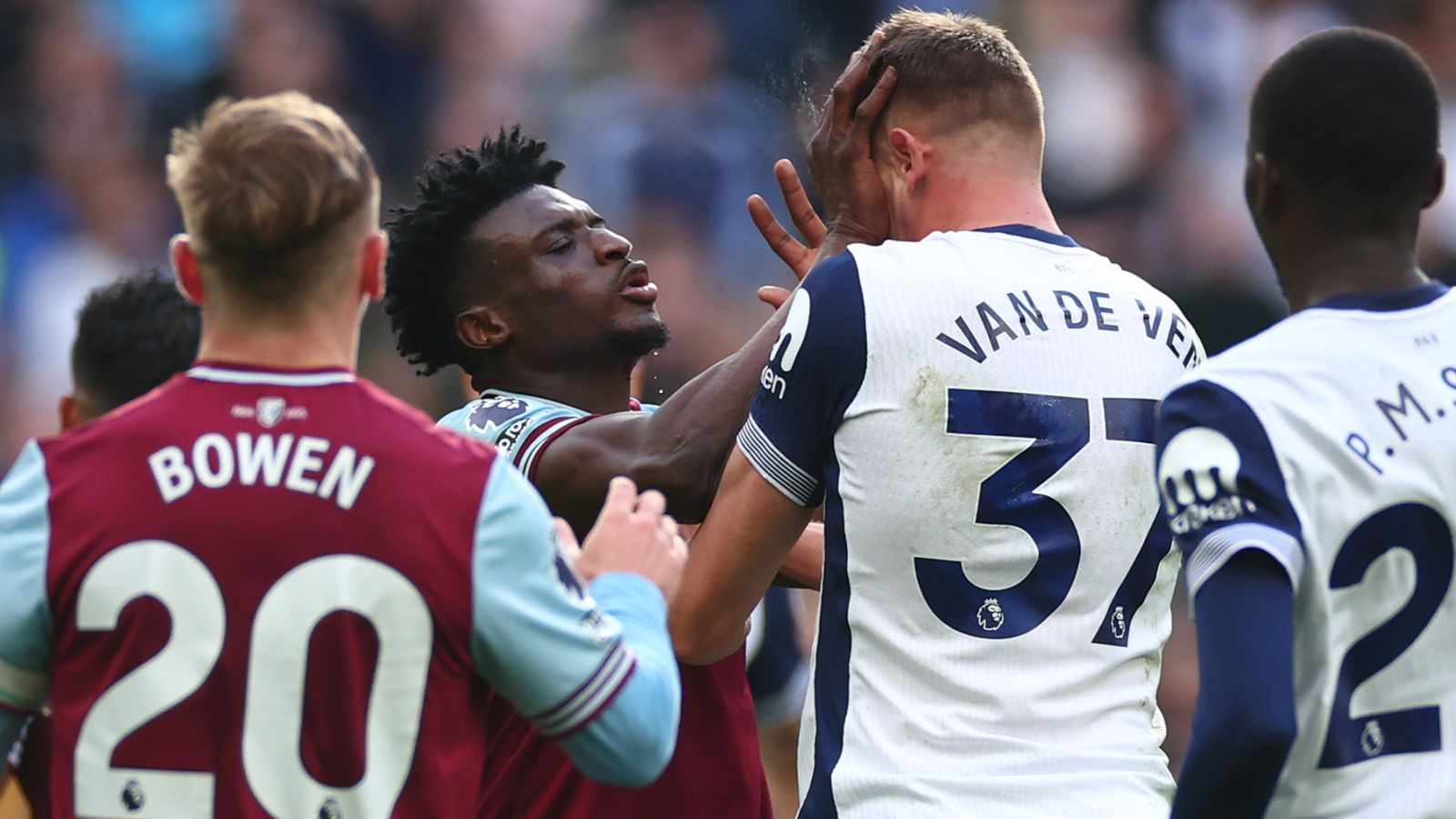 Mohammed Kudus: Micky van de Ven and Ange Postecoglou question FA's decision to fine Tottenham after West Ham melee | Football News