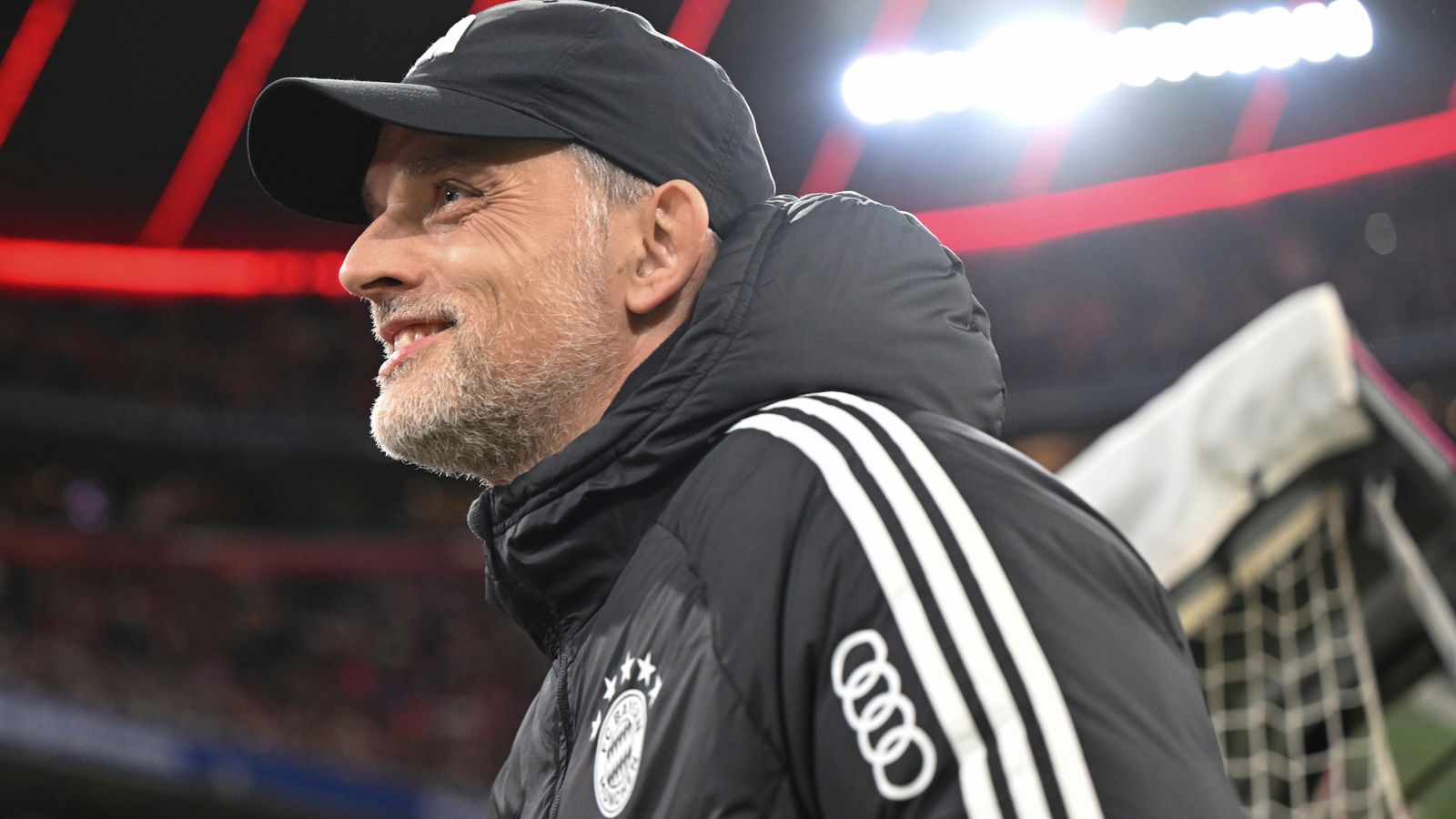 24 January 2024, Bavaria, Munich: Soccer: Bundesliga, Bayern Munich - 1. FC Union Berlin, Matchday 13, Allianz Arena: Coach Thomas Tuchel of Munich enters the stadium. IMPORTANT NOTE: In accordance with the regulations of the DFL German Football League and the DFB German Football Association, it is prohibited to use or have used photographs taken in the stadium and/or of the match in the form of sequential images and/or video-like photo series. Photo by: Sven Hoppe/picture-alliance/dpa/AP Images