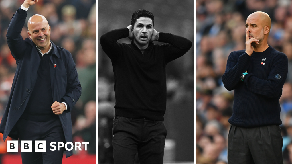 A split picture of Arne Slot, Mikel Arteta and Pep Guardiola