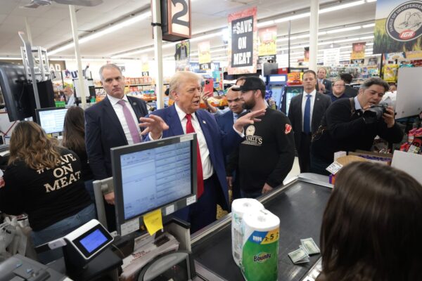 Donald Trump highlighted inflation's effects on grocery prices in a campaign visit to Sprankle's Neighborhood Market in Kittanning, Pa..