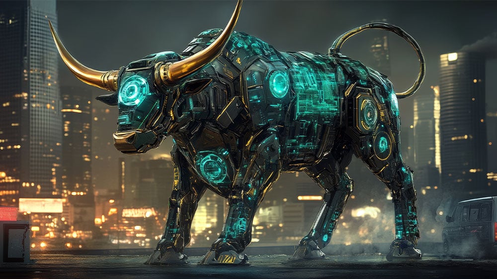 Cyber bull titan generated by AI