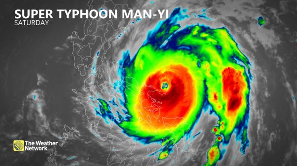 Super Typhoon Man-Yi barrelling towards the Philippines