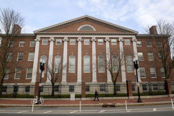 FILE PHOTO: An unidentified person is seen walking through Harvard yard