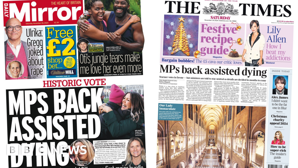 'MPs' historic vote on assisted dying' and 'Notre Dame reborn'