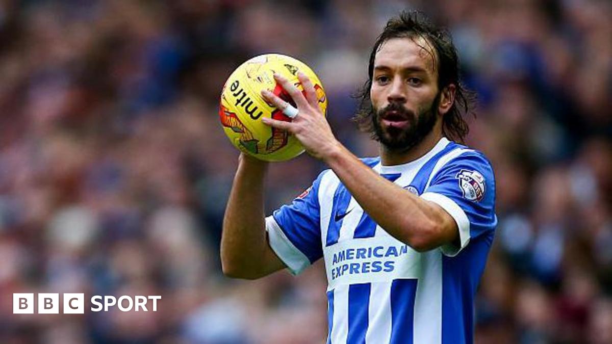 Inigo Calderon of Brighton takes a throw-in during the Championship match between Brighton and Hove Albion and Middlesbrough at The Amex Stadium