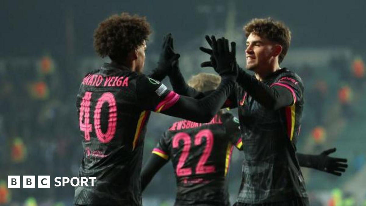 Chelsea players celebrate scoring against Astana