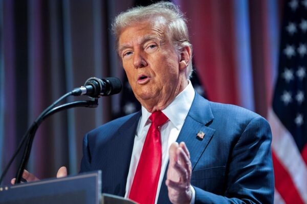 FILE - President-elect Donald Trump speaks during a meeting with the House GOP conference, Nov. 13, 2024, in Washington. (Allison Robbert/Pool via AP, File)