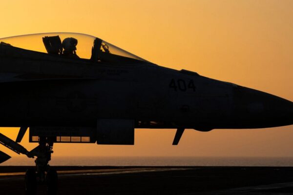 A fighter jet maneuvers on the deck of the USS Dwight D. Eisenhower in the Red Sea, June 11, 2024. (AP Photo/Bernat Armangue, File)