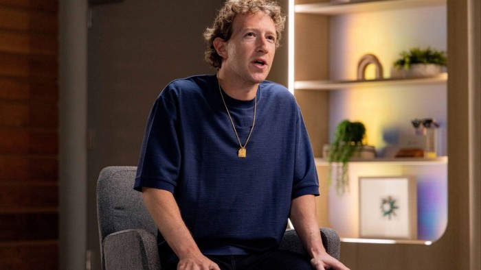 Mark Zuckerberg speaking during a televised interview