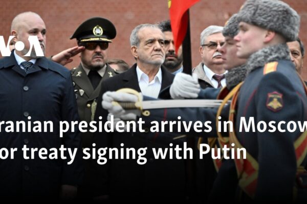 Iranian president arrives in Moscow for treaty signing with Putin