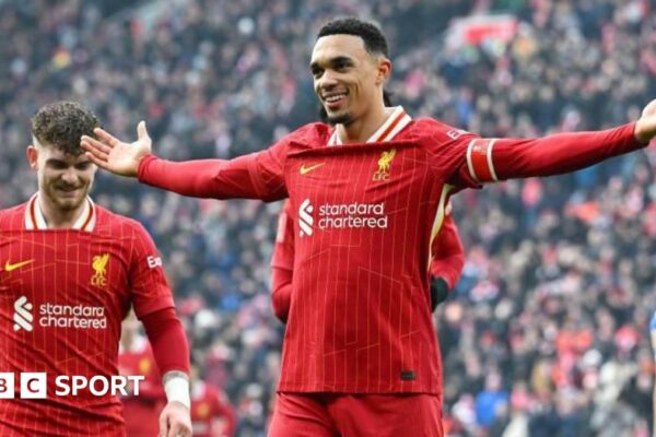 Alexander-Arnold applauds the Liverpool supporters during the Reds' FA Cup third-round win over Accrington Stanley