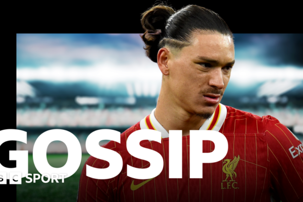 BBC Gossip logo featuring Liverpool's Darwin Nunez