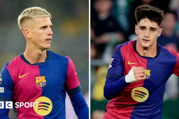 A split image of Dani Olmo and Pau Victor