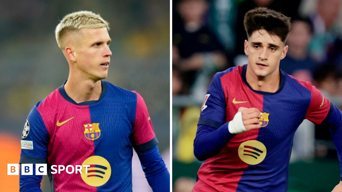 A split image of Dani Olmo and Pau Victor
