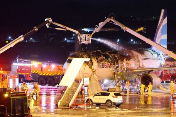 Passenger plane catches fire in South Korea prompting mass evacuation, three injured