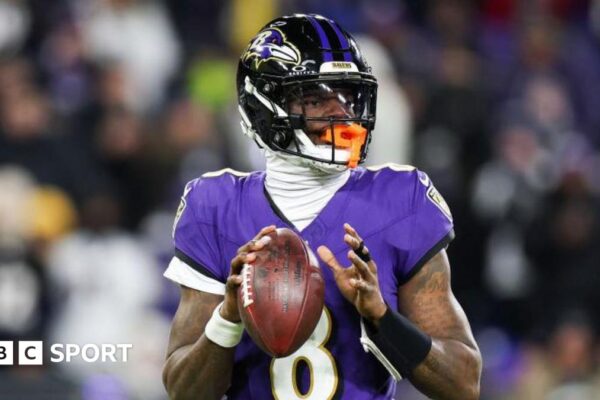 Lamar Jackson of the Baltimore Ravens in action