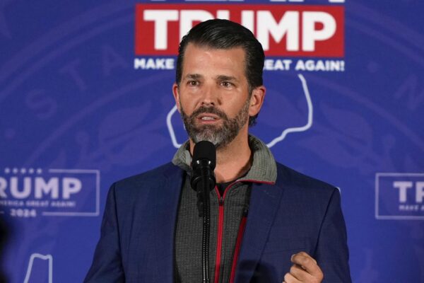 Don Jr. to visit Greenland after father pitched U.S. control Donald Trump Jr., speaks at a rally for his father, Republican presidential candidate former President Donald Trump, in Laconia, N.H., Jan. 22, 2024. (AP Photo/Matt Rourke)