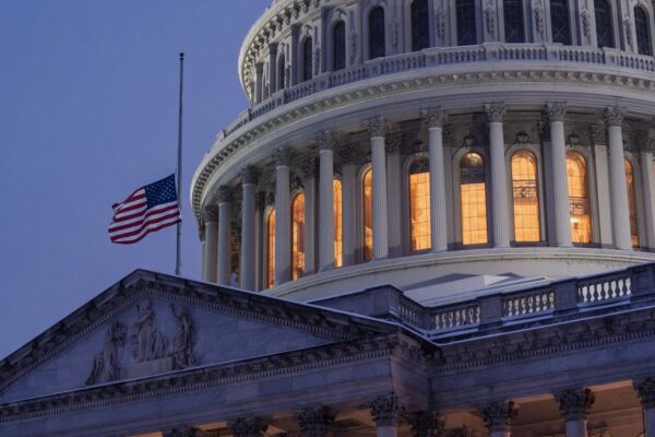 half-mast flag at U.S. Capitol