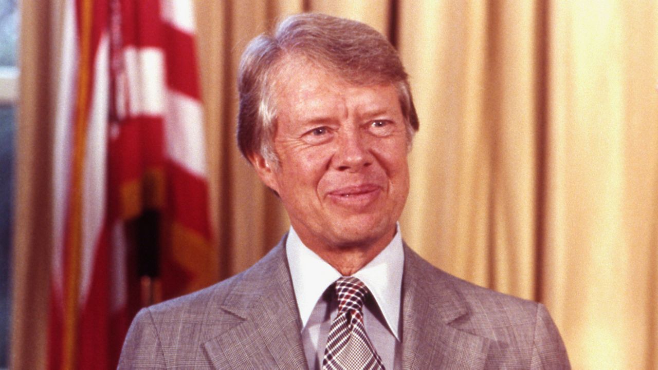 Portrait of US President Jimmy Carter taken in the Oval Office of the White House in 1977. (AP Photo)