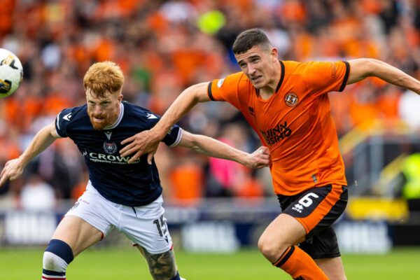 Dundee's Simon Murray and Dundee United's Ross Graham