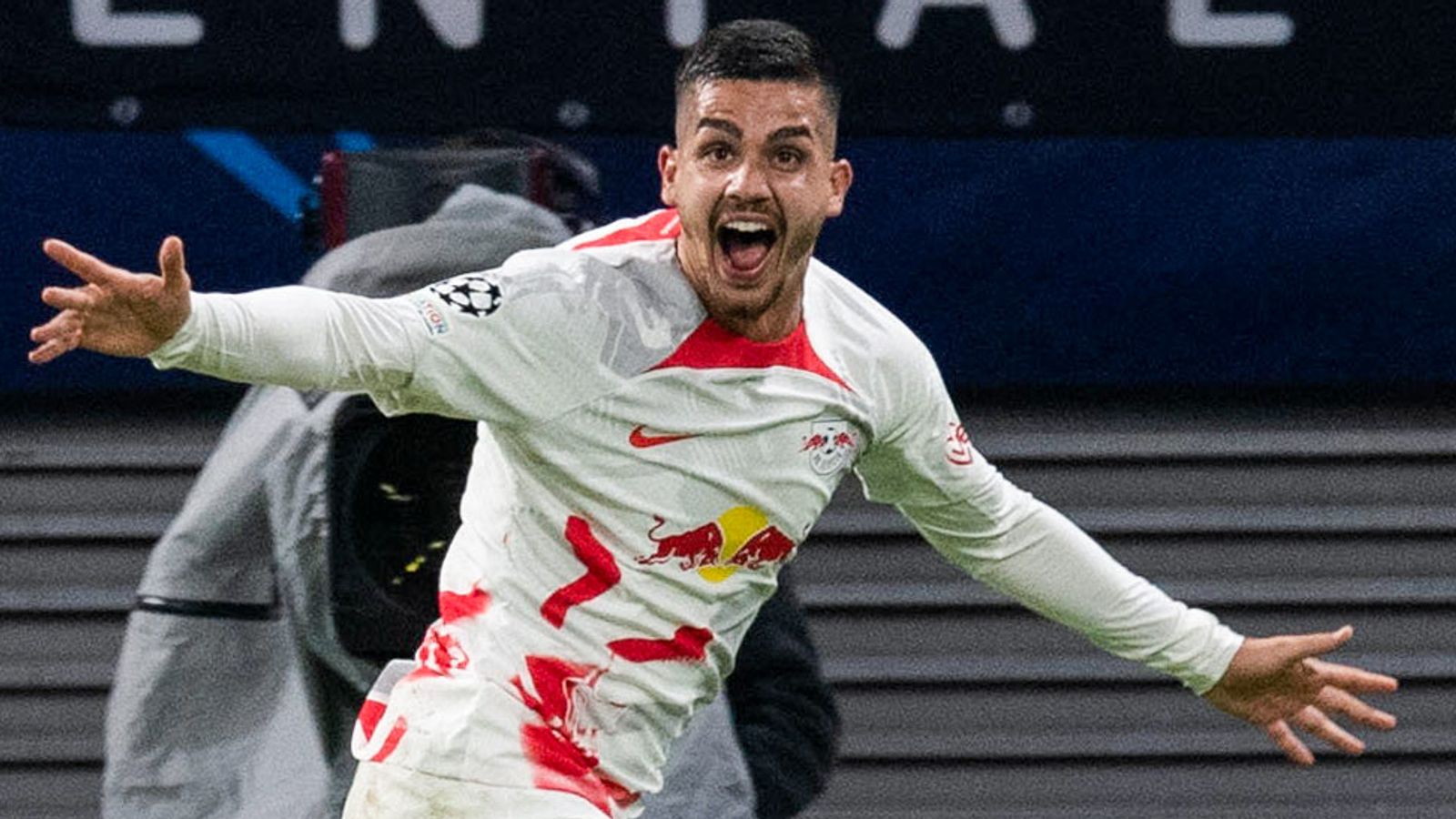 RB Leipzig's Andre Silva celebrates making it 2-1 against Celtic