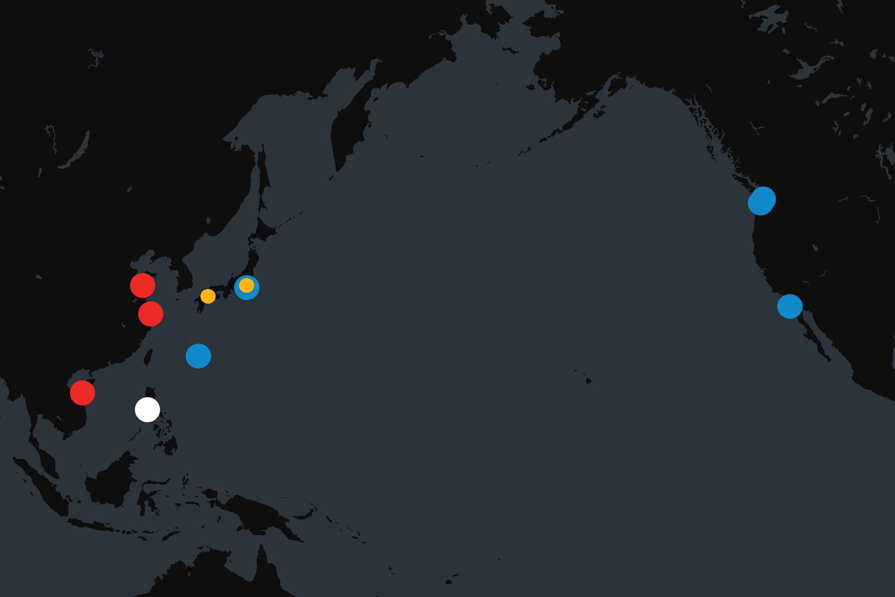 Map shows all US and Chinese aircrafts deployed in Pacific region this week