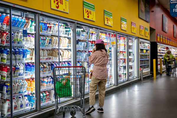 A customer shopping in a supermarket in Austin, Texas