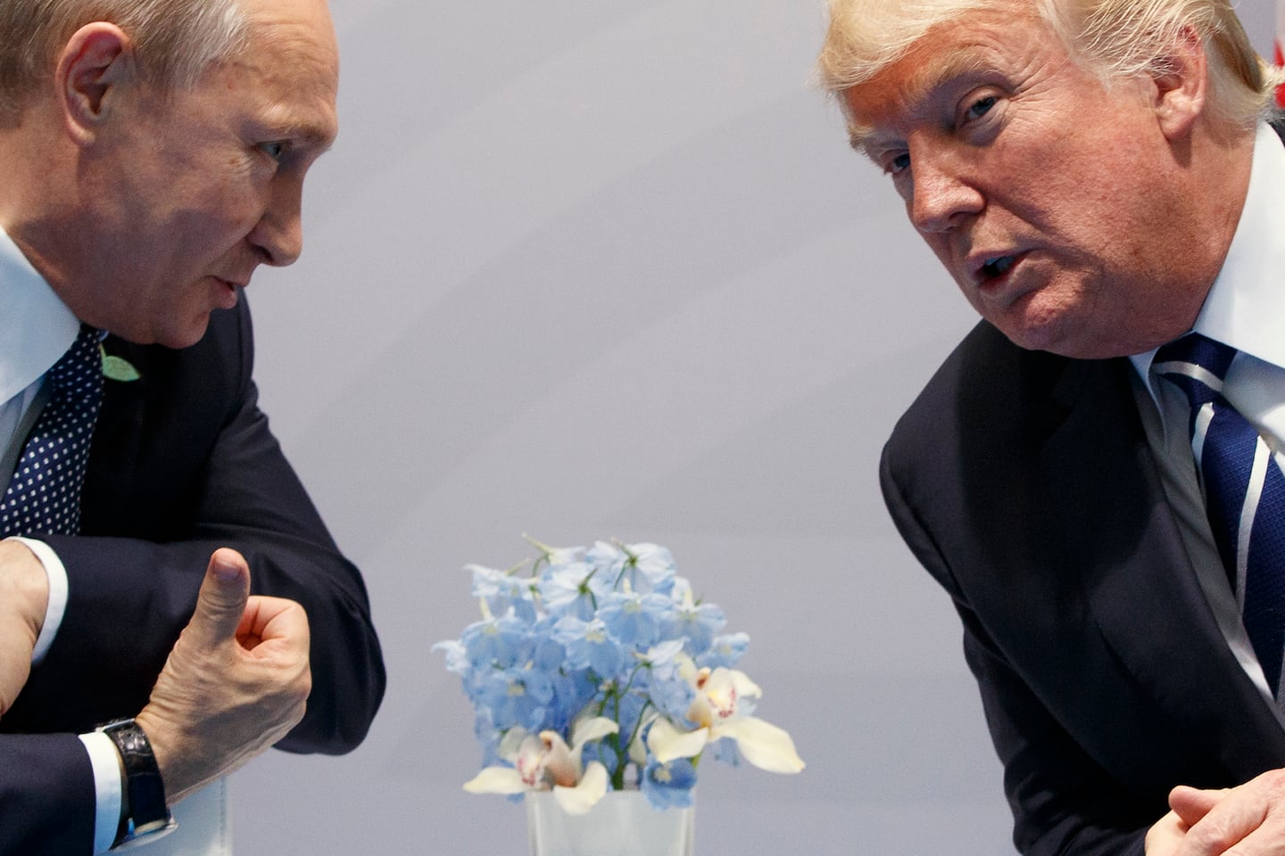 During his first term, then-president Donald Trump had a close relationship with Russian President Vladimir Putin, shown together in Germany in 2017, that has continued today.