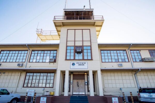 In this photo reviewed by U.S. military officials, the Office of Military Commissions building used for Periodic Review Board hearings stands, on April 18, 2019, in Guantanamo Bay Naval Base, Cuba. (AP Photo/Alex Brandon, File)